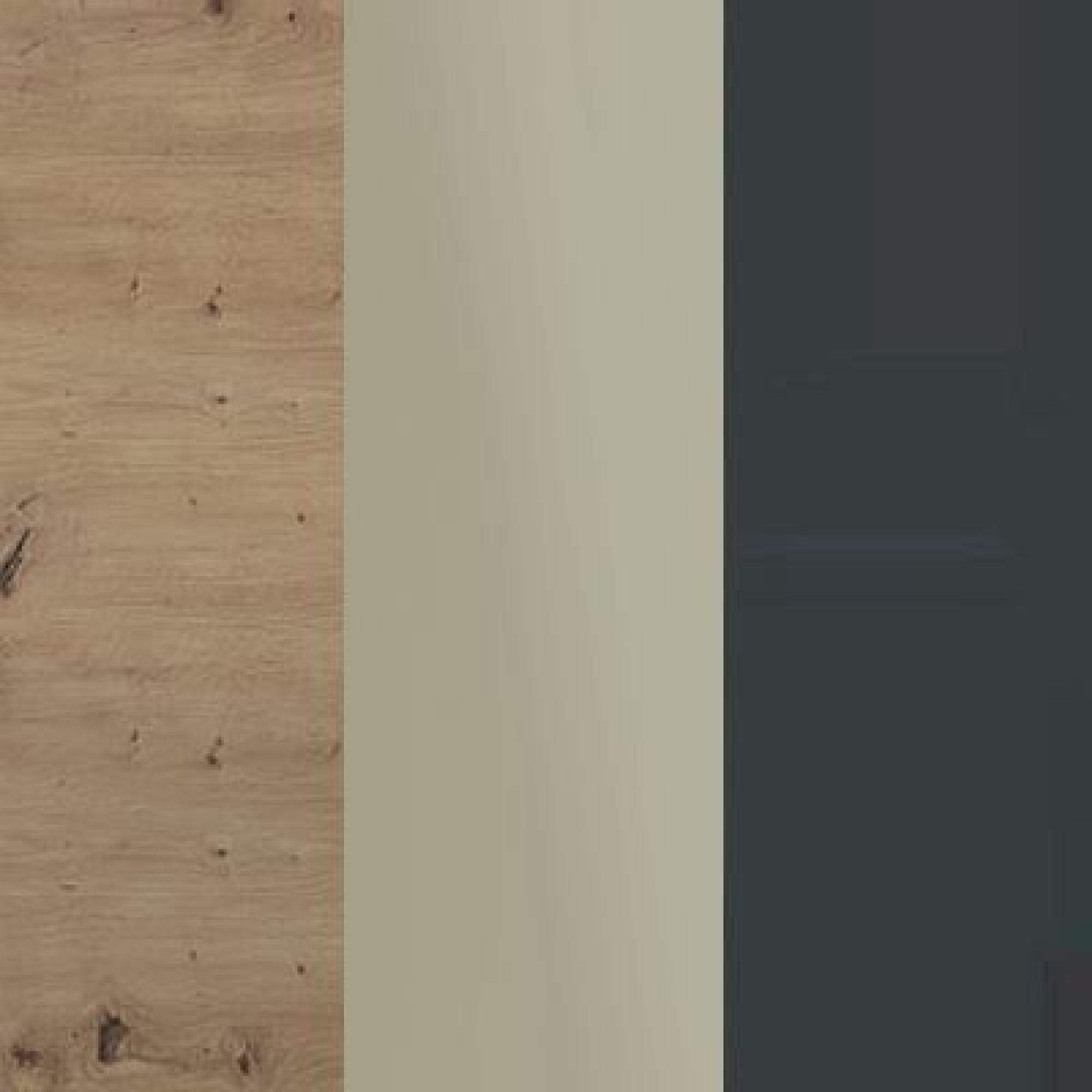 Bianco Oak Carcase with Pebble Grey Glass Front and Slate Handle 955