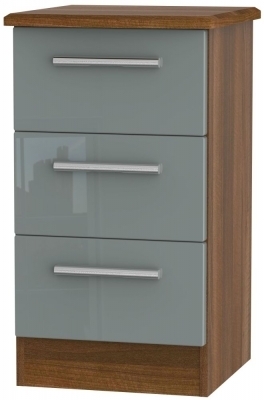 Grey High Gloss Front and Noche Walnut Base Unit