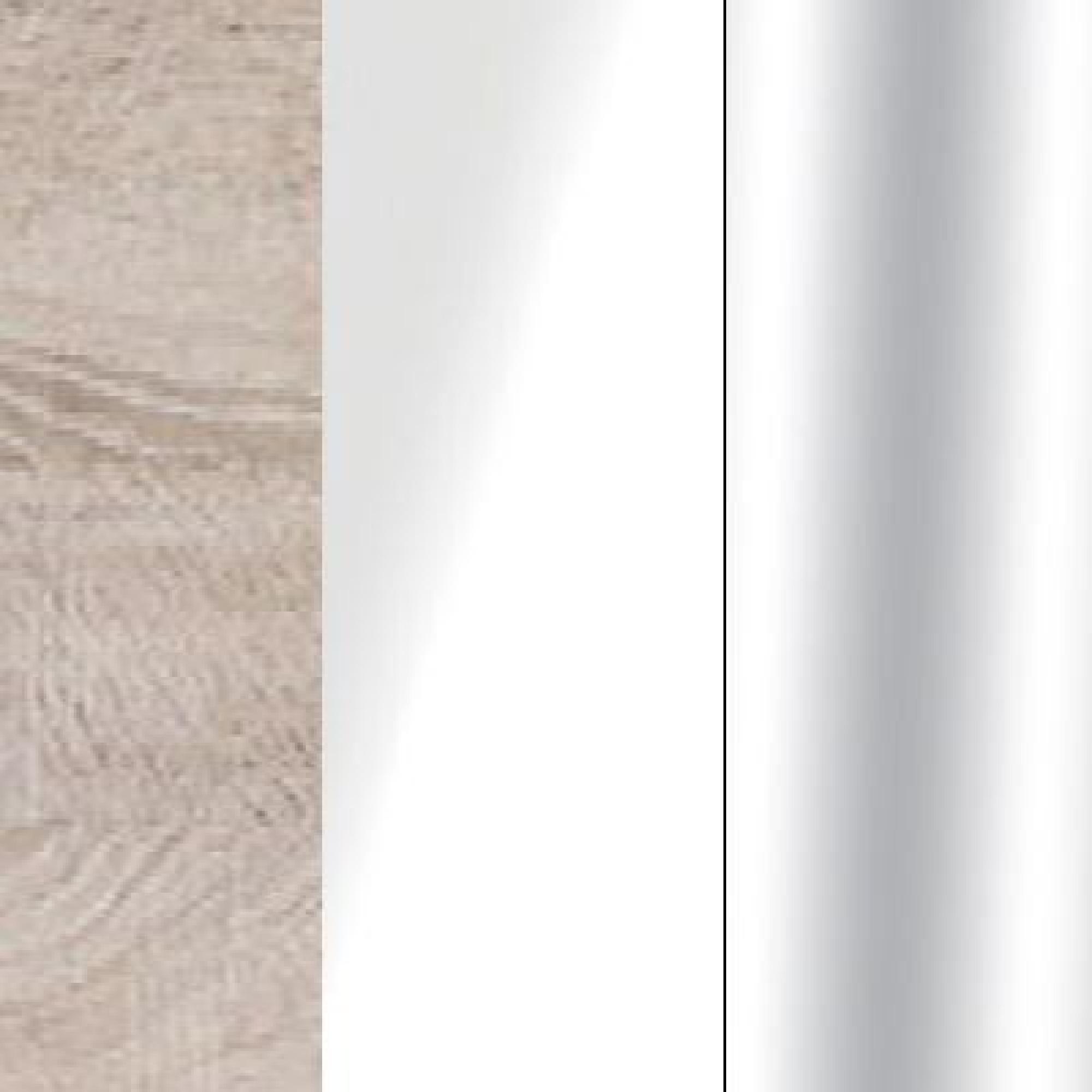 Rustic Oak Carcase Color and Front with White Glass and Chrome Trims 526