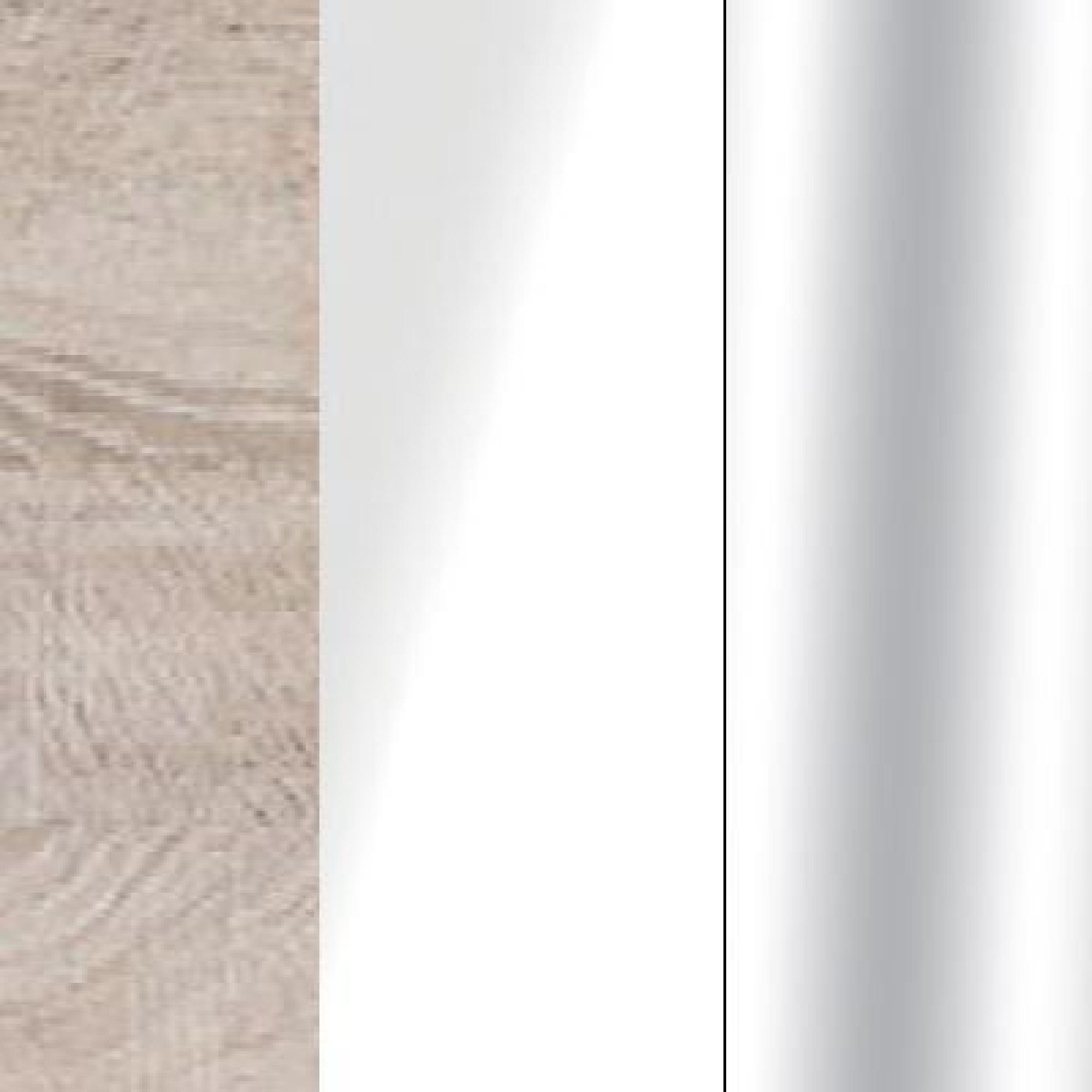 Rustic Oak Carcase Color and White Glass Front with Chrome Trims 526