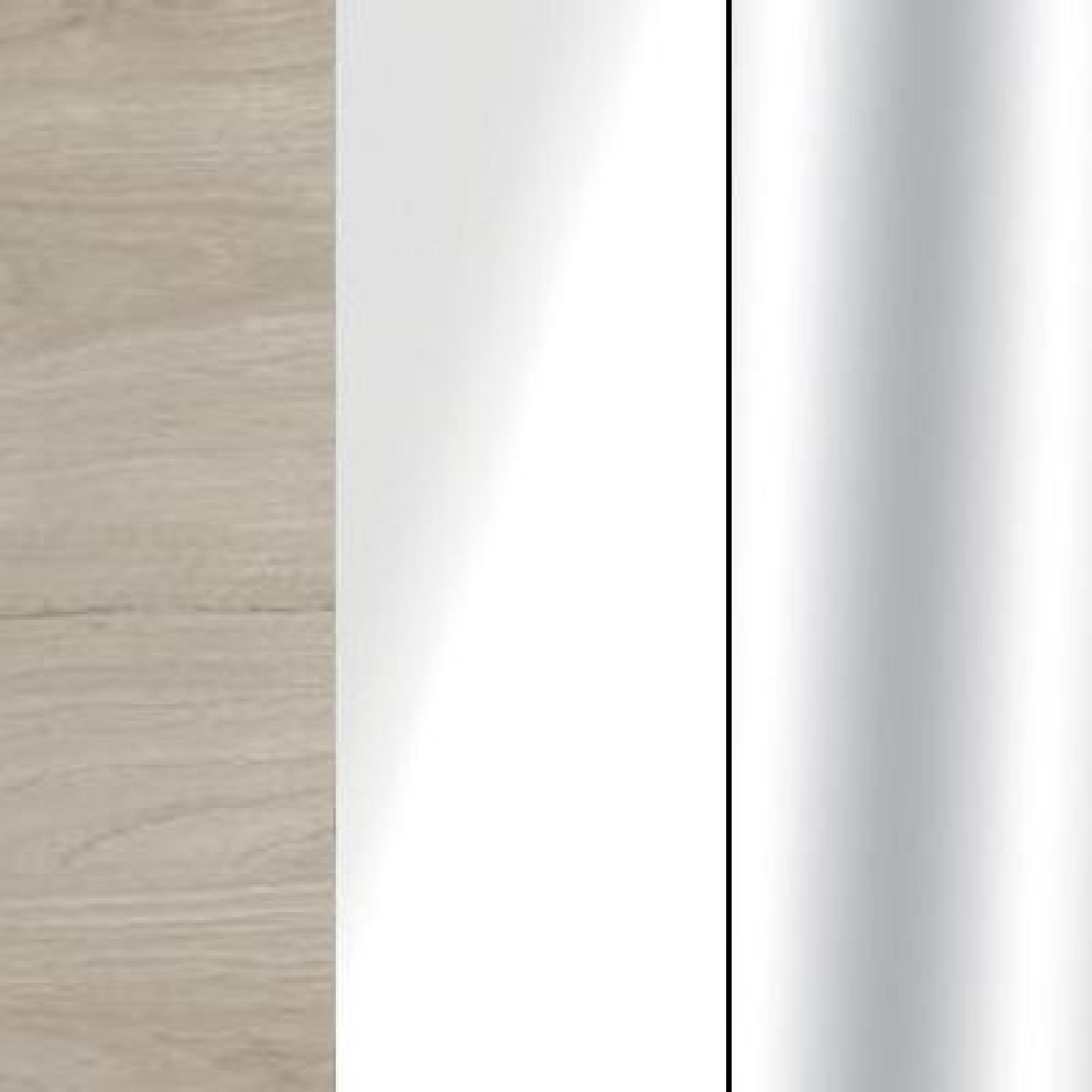 Holm Oak Carcase Color and Front with White Glass and Chrome Trims 531