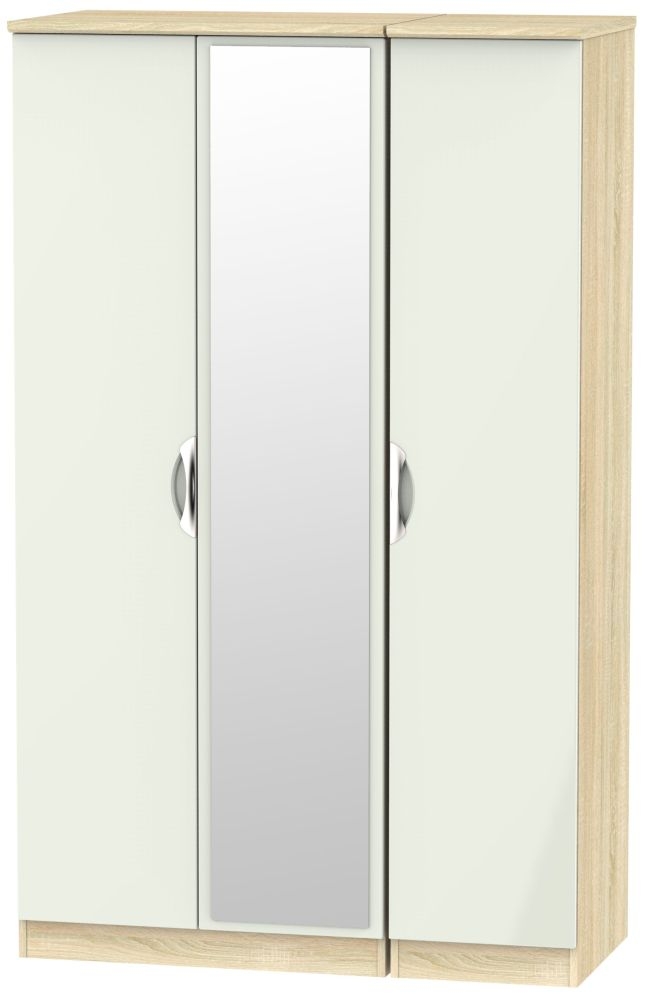Camden 3 Door Mirror Wardrobe - High Gloss Kaschmir and Bardolino
