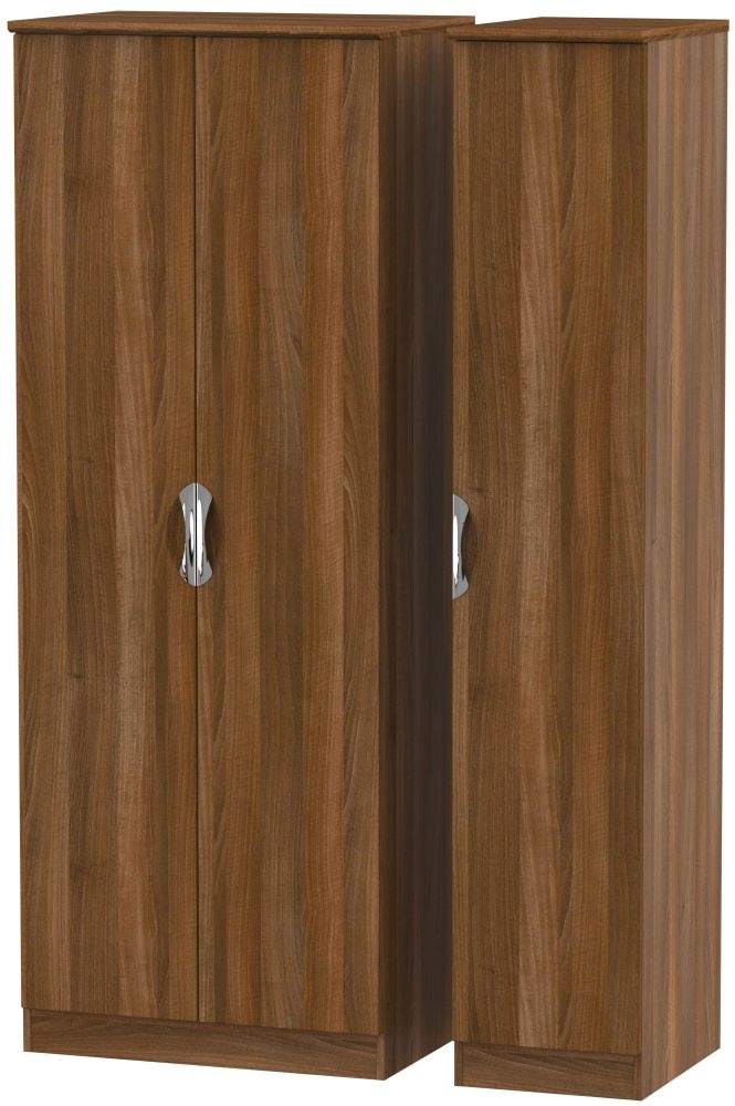 Camden 3 Door Tall Plain Wardrobe - Noche Walnut