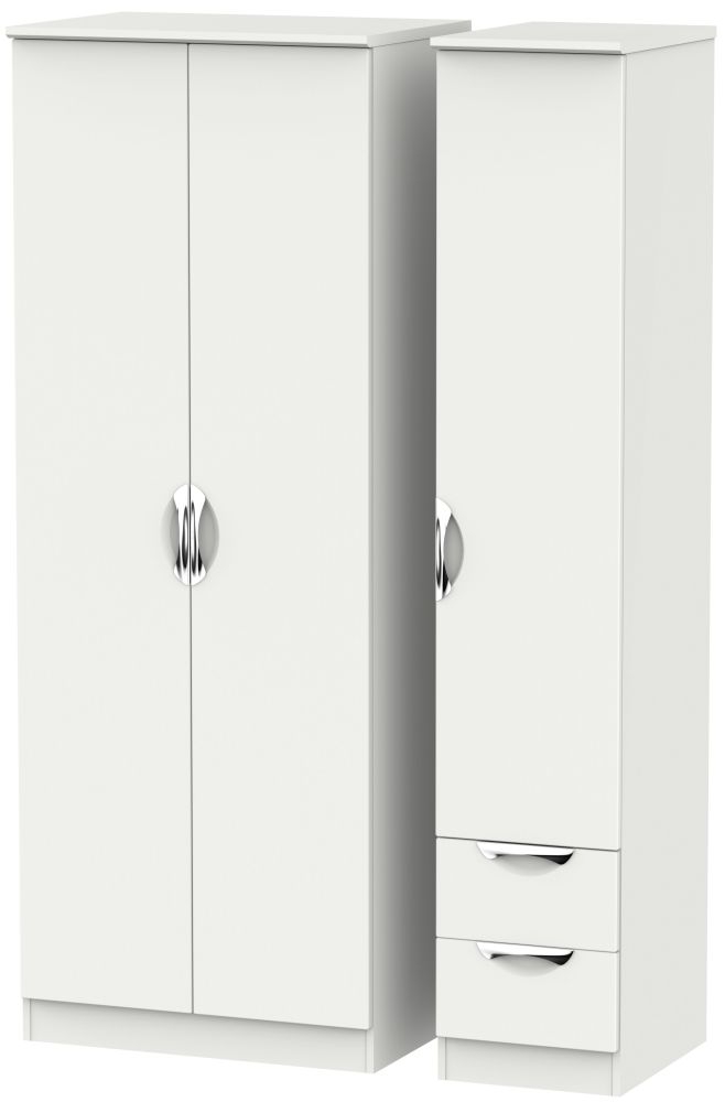 Camden 3 Door 2 Right Drawer Tall Plain Wardrobe - Light Grey