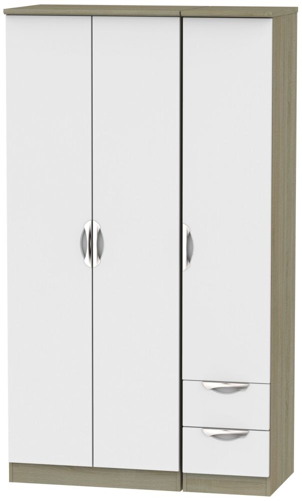 Camden 3 Door 2 Right Drawer Tall Wardrobe - Grey and Darkolino