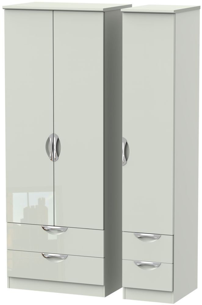 Camden 3 Door 4 Drawer Tall Triple Wardrobe - High Gloss Kaschmir