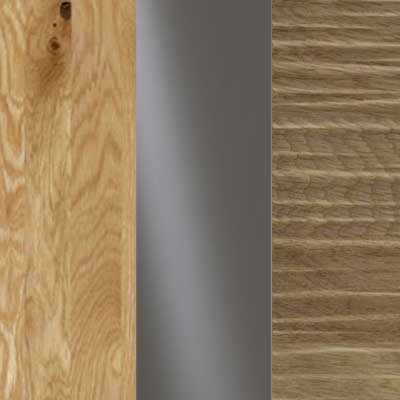 Semi Solid Oak Carcase with Havana Glass and Natural Wave Structure Cross Trim 203