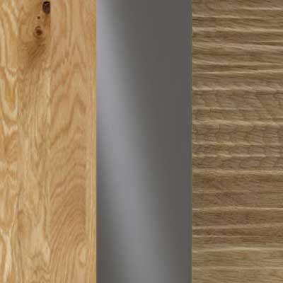 Semi Solid Oak Carcase with Havana Glass and Natural Wave Structure Cross Trim 203