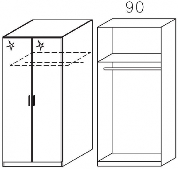 3100 : 2 High Polish Door Wardrobe