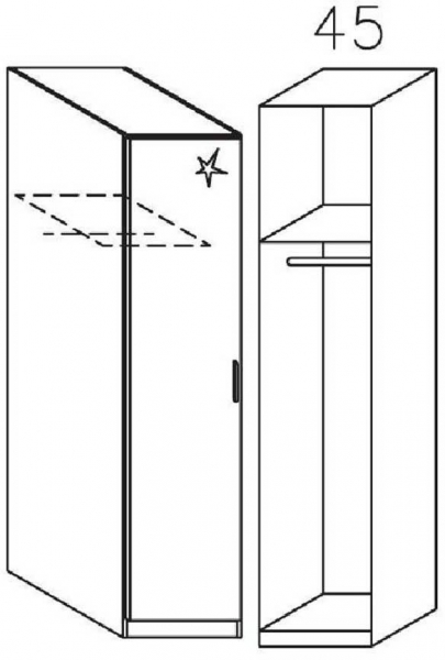 3103 : 1 Left Door High Polish Wardrobe