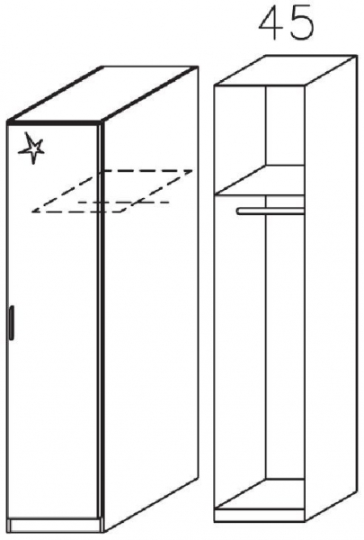 3103 : 1 Right Door High Polish Wardrobe