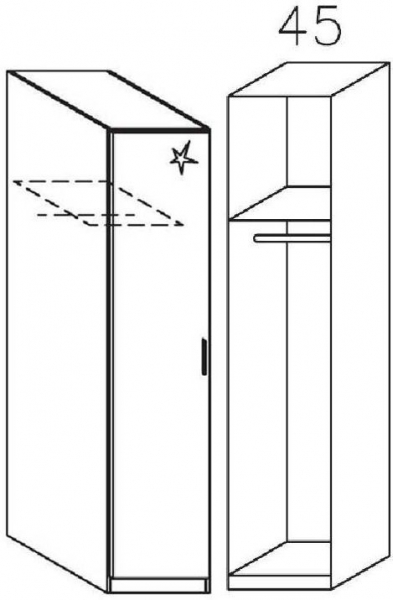 4866 : 1 Left Door High Polish Wardrobe