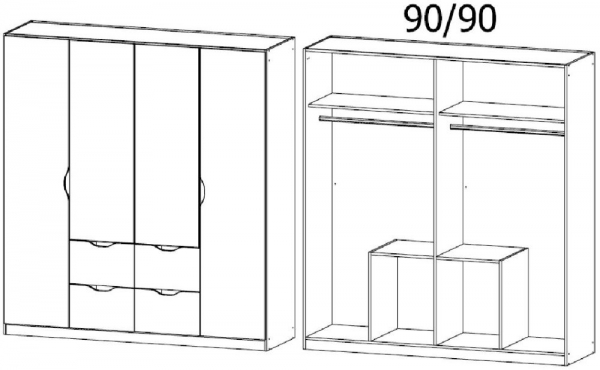 3213 : 4 Door 4 Drawer Combi Wardrobe