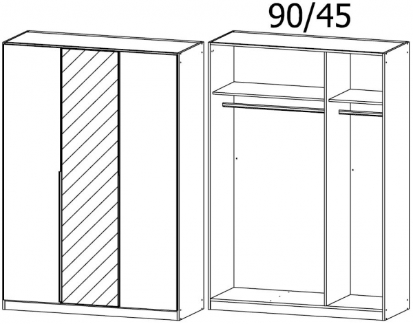 03Q5 : 3 Door Wardrobe with 1 Mirror Door