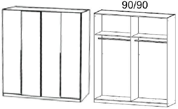 4203 : 4 Door Wardrobe with Aluminium Color Handle