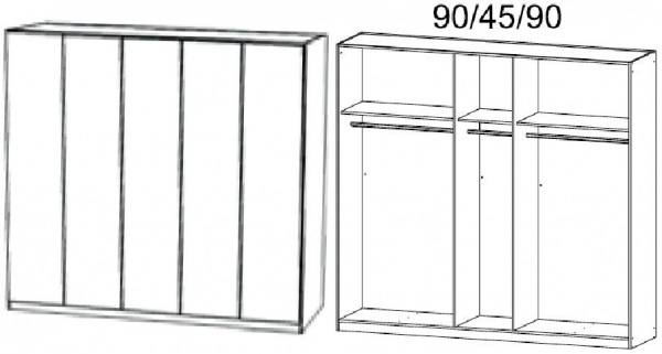 4204 : 5 Door Wardrobe with Aluminium Color Handle