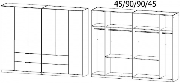 42D6 : 6 Door 4 Drawer Combi Wardrobe with Aluminium Color Handle