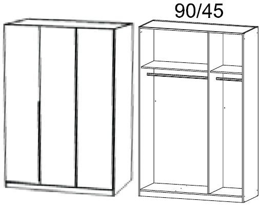 4772 : 3 Door Wardrobe with Aluminium Color Handle