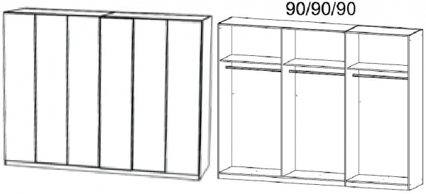4F30 : 6 Door Wardrobe with Aluminium Color Handle