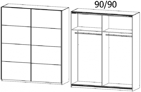 4805 : 2 Sliding Wardrobe with Carcase Color Handle Strip