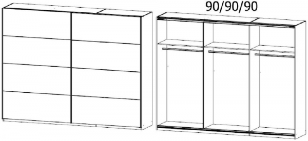 4808 : 2 Sliding Wardrobe with Carcase Color Handle Strip