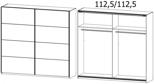 4852 : 2 Sliding Wardrobe with Carcase Color Handle Strip