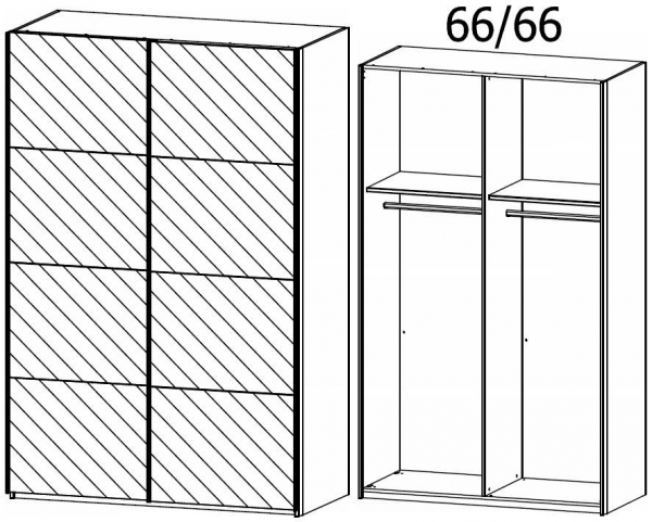 19T7 : 2 Mirror Door Sliding Wardrobe and Aluminium Color Handle Strip