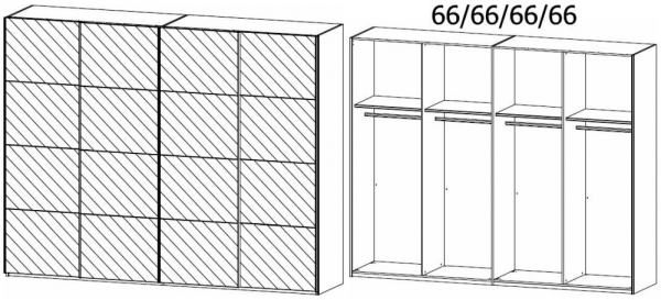 19T8 : 4 Mirror Door Synchronous Sliding Wardrobe and Chrome Color Handle Strip