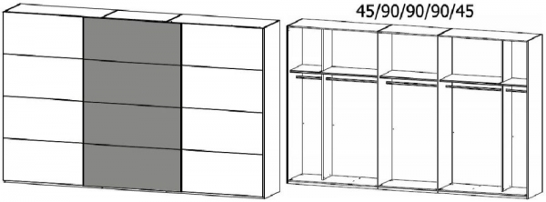 1PA6 : 3 Door Sliding Wardrobe with 2 Carcase Color Door and 1 Application Door with Chrome Color Handle Strip