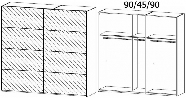 59T6 : 2 Mirror Door Sliding Wardrobe and Aluminium Color Handle Strip