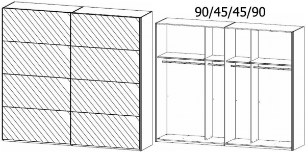 59T7 : 2 Mirror Door Sliding Wardrobe and Aluminium Color Handle Strip