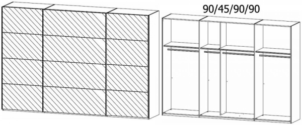 59T8 : 3 Mirror Door Sliding Wardrobe and Carcase Color Handle Strip