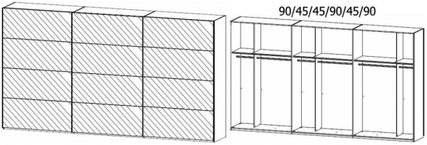 59T9 : 3 Mirror Door Sliding Wardrobe and Chrome Color Handle Strip