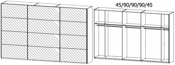 59U2 : 3 Mirror Door Sliding Wardrobe and Chrome Color Handle Strip