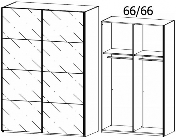 1918 : 2 Grey Mirror Door Sliding Wardrobe and Aluminium Color Handle Strip