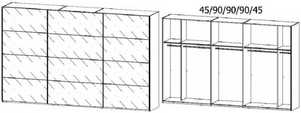 5956 : 3 Grey Mirror Door Sliding Wardrobe and Chrome Color Handle Strip
