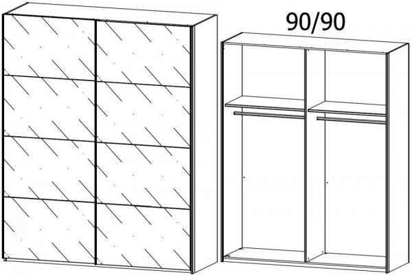1906 : 2 Glass Door Sliding Wardrobe and Chrome Color Handle Strip