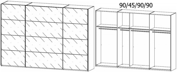 1909 : 3 Glass Door Sliding Wardrobe and arcase Color Handle Strip