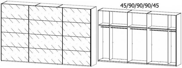 1910 : 3 Glass Door Sliding Wardrobe and Aluminium Color Handle Strip