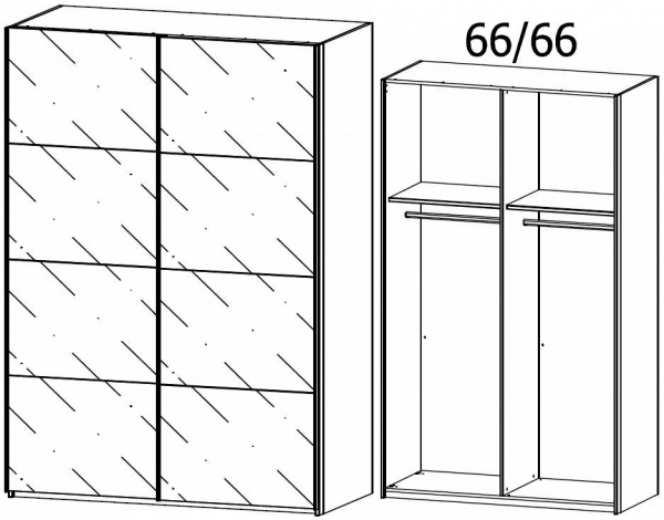 5B71 : 2 Glass Door Sliding Wardrobe and Aluminium Color Handle Strip