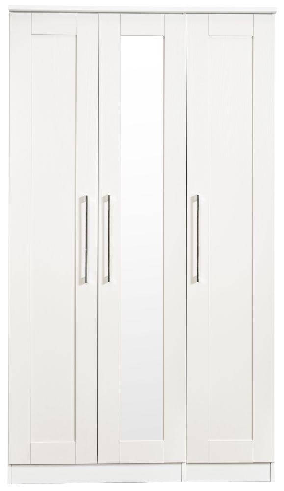 York White Ash 3 Door Tall Mirror Wardrobe