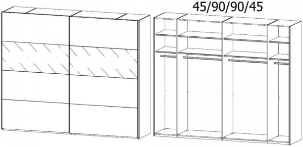 11H7 : 2 Door Sliding Wardrobe with Color Front and High Polish Inlay Panel in Application and Chrome Color Handle