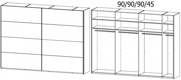 13S3 : 2 Door Sliding Wardrobe with Color Front and Aluminium Color Handle