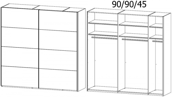 56KJ : 2 Door Sliding Wardrobe with Color Glass Front and Aluminium Color Handle