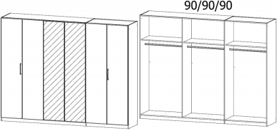 53SA : 6 Door Wardrobe with 2 Mirror Door and High Polish Front