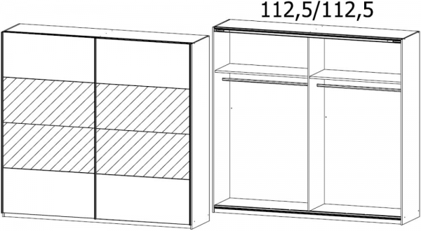 54J6 : 2 Door Sliding Wardrobe with 1 Mirror Door and Color Front