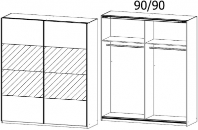 56J2 : 2 Door Sliding Wardrobe with 1 Mirror Door and High Polish Front