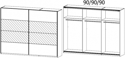 56J4 : 2 Door Sliding Wardrobe with 1 Mirror Door and High Polish Front