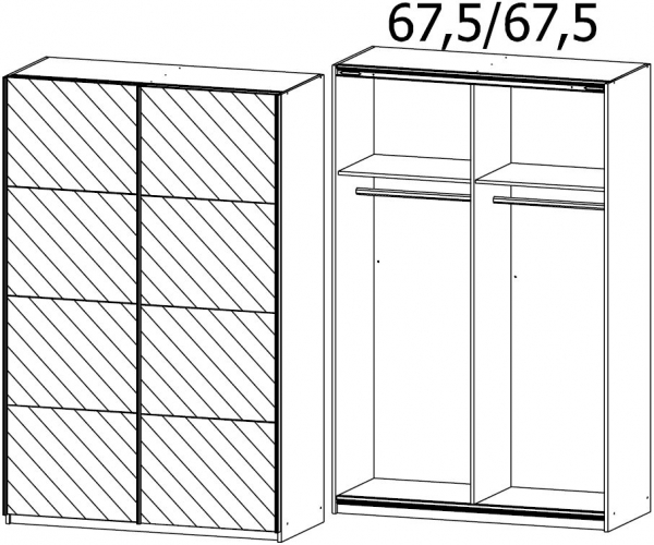56J7 : 2 Mirror Door Sliding Wardrobe