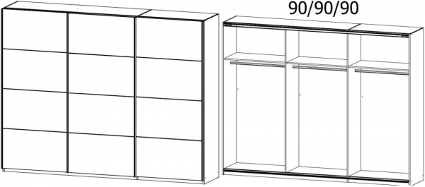 4806 : 3 Door Sliding Wardrobe with Aluminium Color Handle Strips